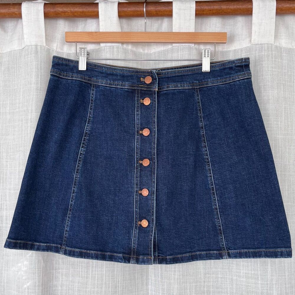 Madewell Button Front A-Line Denim Mini-Skirt